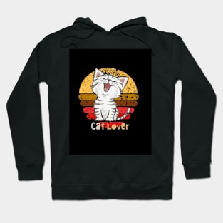 Cat Lover Retro Cat Design Black Hoodie